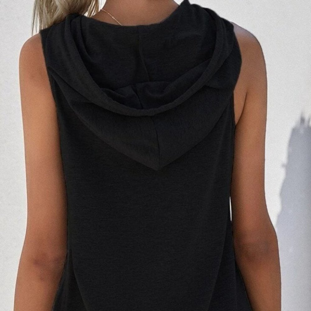 sleeveless hoodie dress trending casual winter fall black - Picture 3 of 6